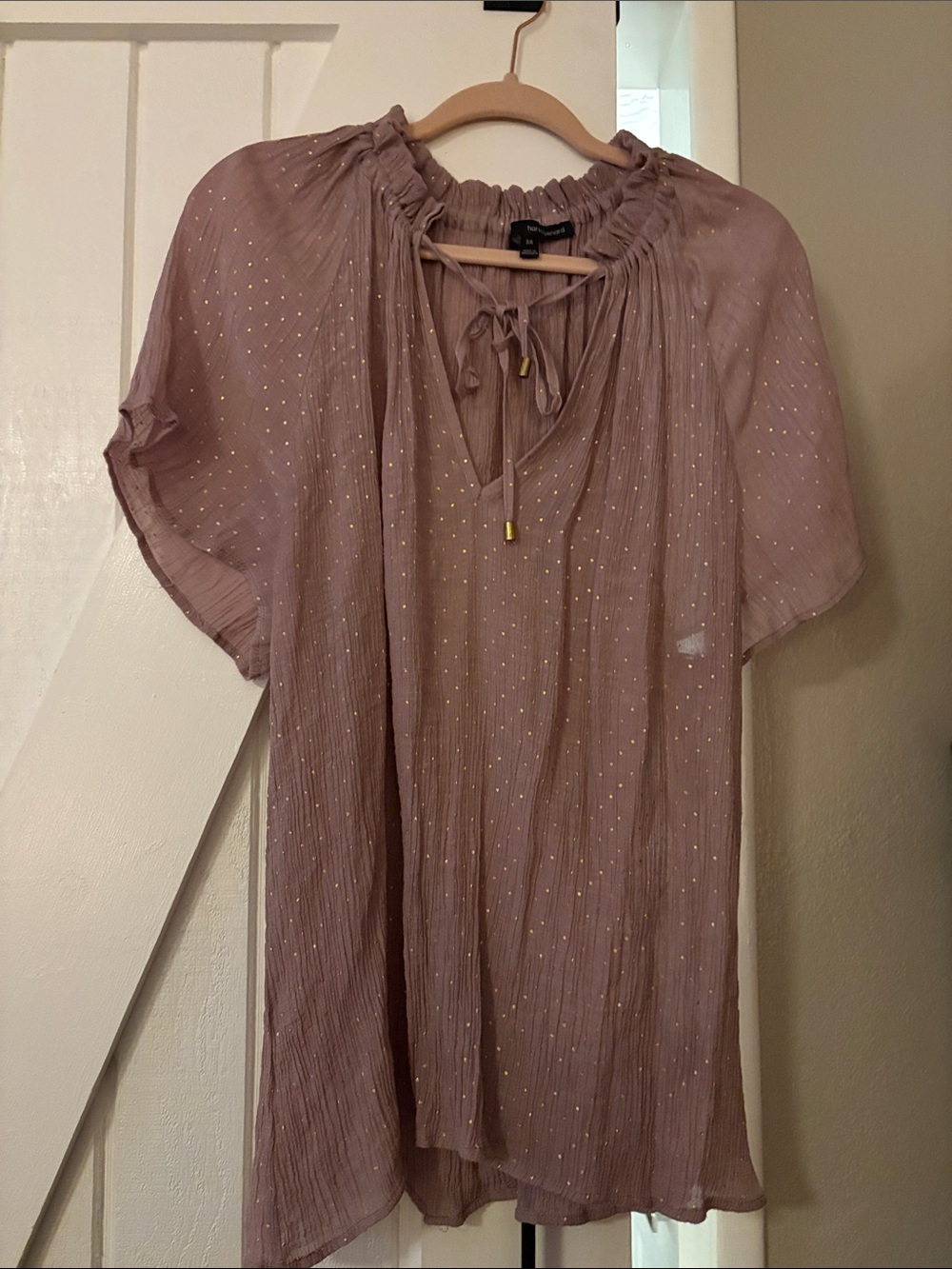 Harvé Benard Mauve Blouse with Gold Flecks